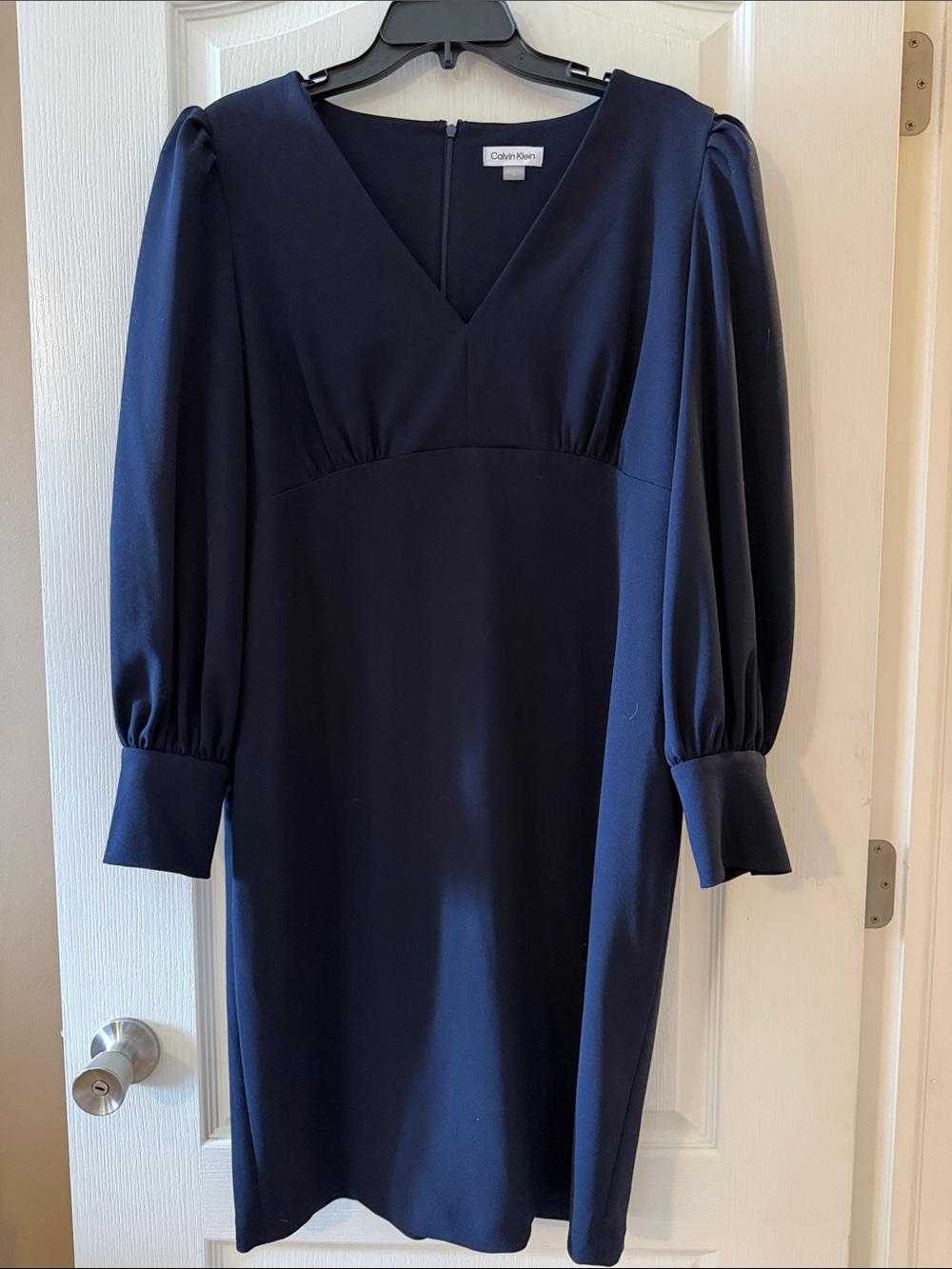 Calvin Klein Navy V-Neck Long-Sleeve Dress